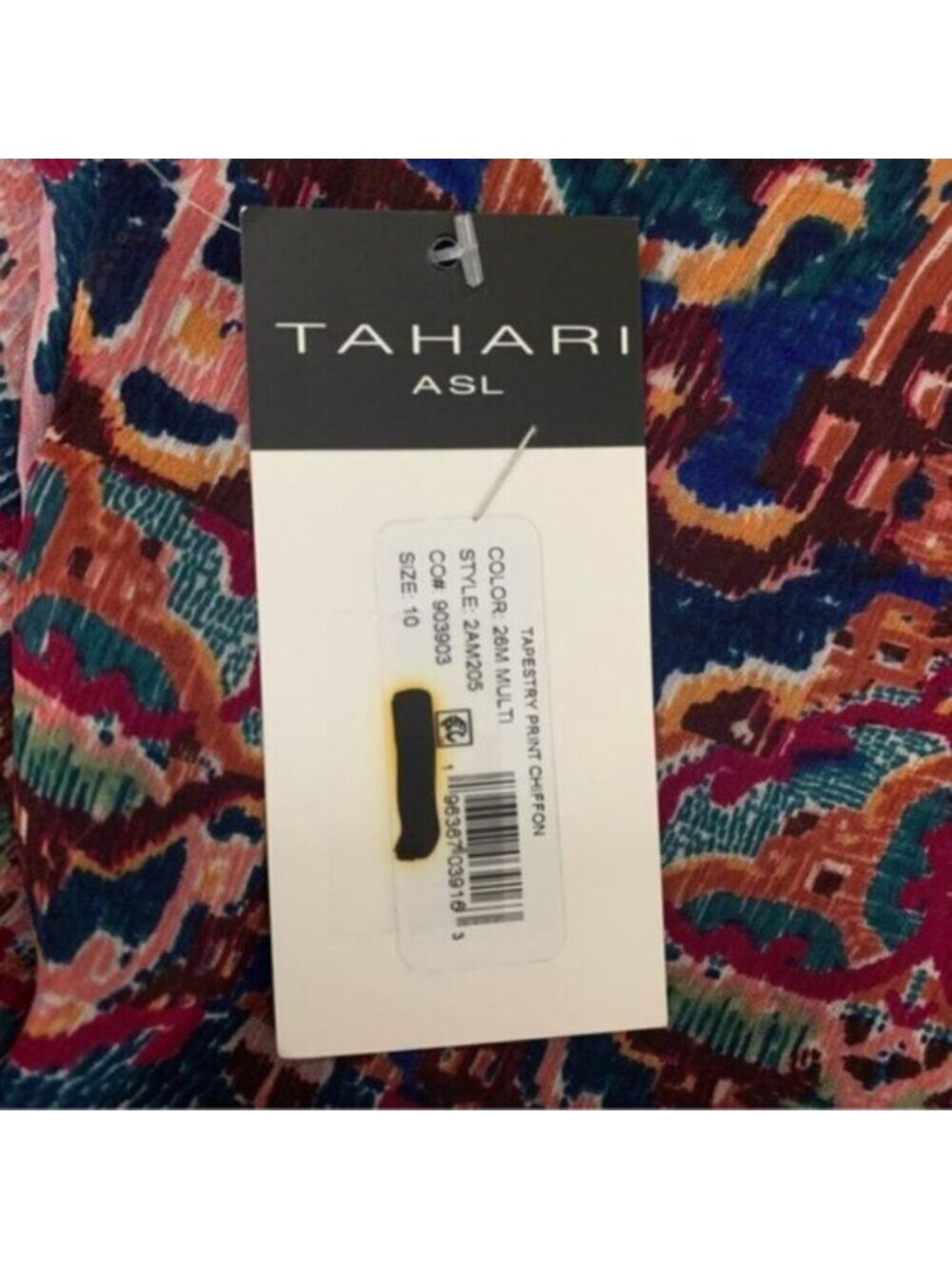 NWT Tahari ASL Tapestry Print Chiffon Long Sleeve Midi Dress - Picture 13 of 17